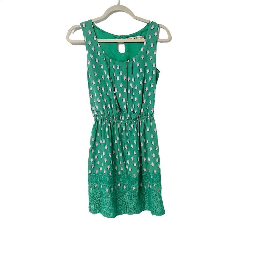 Chelsea & Violet Bird Patterned Green Lace Sleeveless Dress Size XS